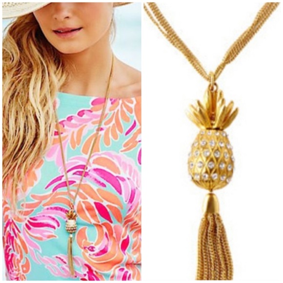 Lilly Pulitzer Flamenco Pineapple Tassel Necklace